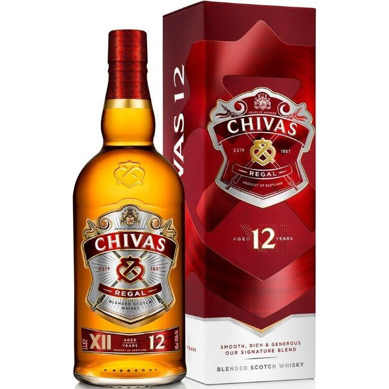 Виски Chivas Regal 12 лет выдержки 1 л 40% в подарочной упаковке